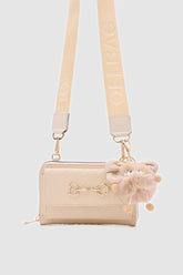 Kulaklı Bej Renk Çanta Cüzdan Charm