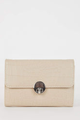 Krem Renk Bayan Cüzdan Kilit Detaylı