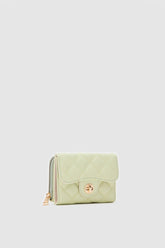 Saffan Nakış Detaylı Kilit Aksesuarlı Elma Renk Bayan Cüzdan