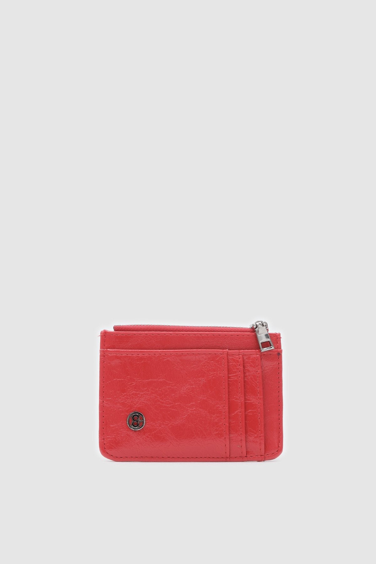 Plane Kırmızı Kırışık Detay Bayan Kartlık