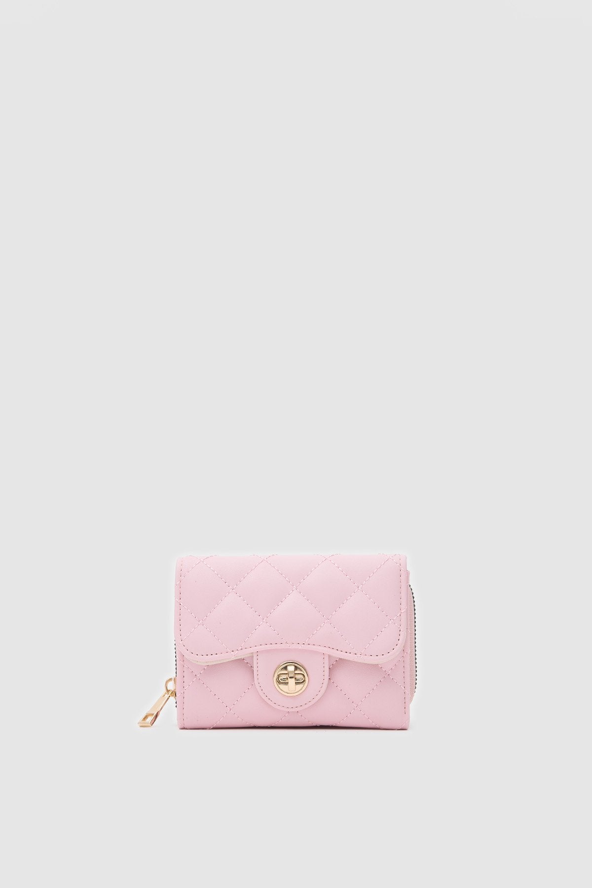 Saffan Nakış Detaylı Kilit Aksesuarlı Pembe Bayan Cüzdan